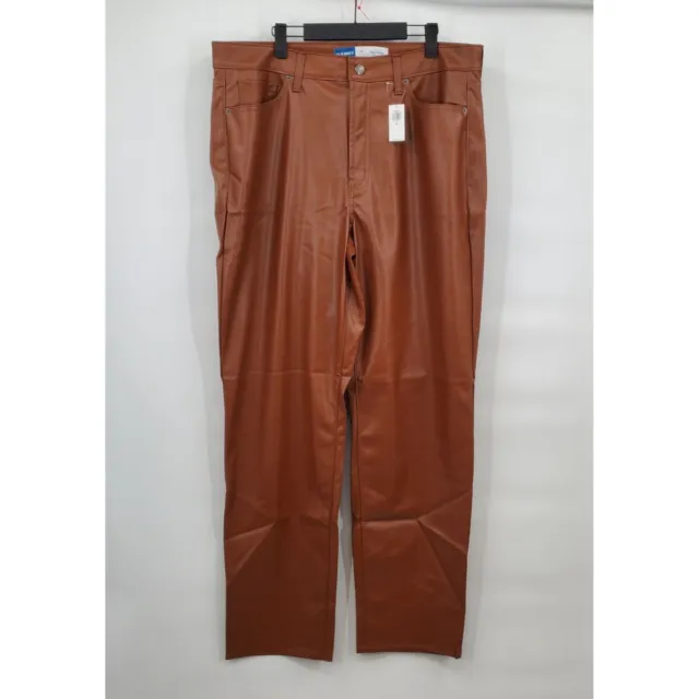 Old Navy High Rise OG Loose Faux Leather Pants Womens Size 16 Tall NWT Brown