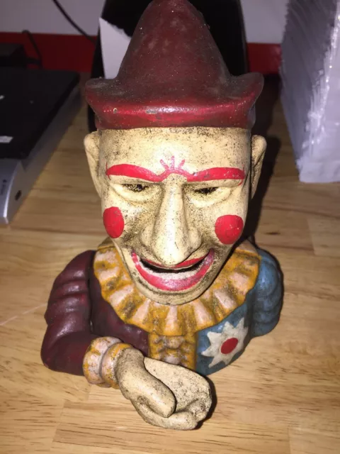 Clown Circus Piggy Bank 5+LB Collector Mechanical Patina Cast Iron METAL GIFT