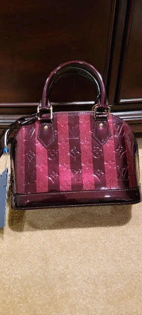 Louis Vuitton Alma BB Amarante Vernis Monogram Rayures Handbag Louis Vuitton Alma BB Amarante Vernis Monogram Rayures Handbag