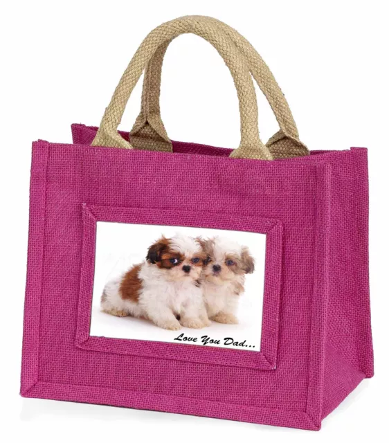 Shih-Tzu Dogs 'Love You Dad' Little Girls Small Pink Shopping Bag Ch, DAD-123BMP