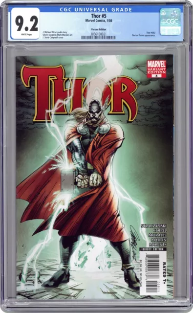 Thor #5 CGC Graded 9.2 J. Scott Campbell Variant Cover Marvel Comics