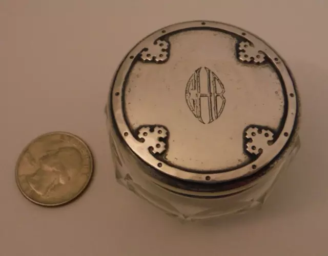 Antique CARMEL by WALLACE Sterling Silver Vanity Top Dresser Jar Box CRISP NICE~