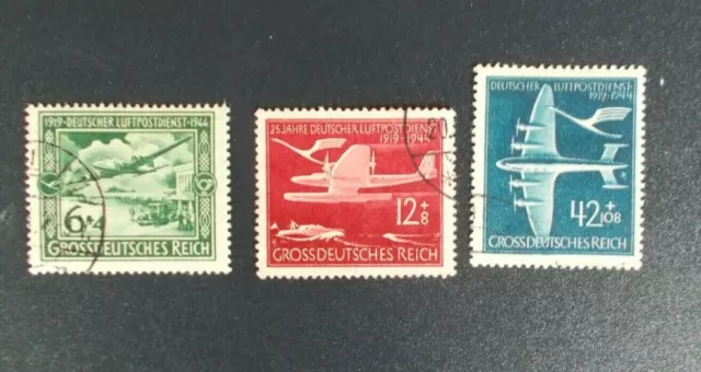 Deutsches Reich MiNr. 866 bis 868 1944 gestempelt Deutscher Luftpostdienst