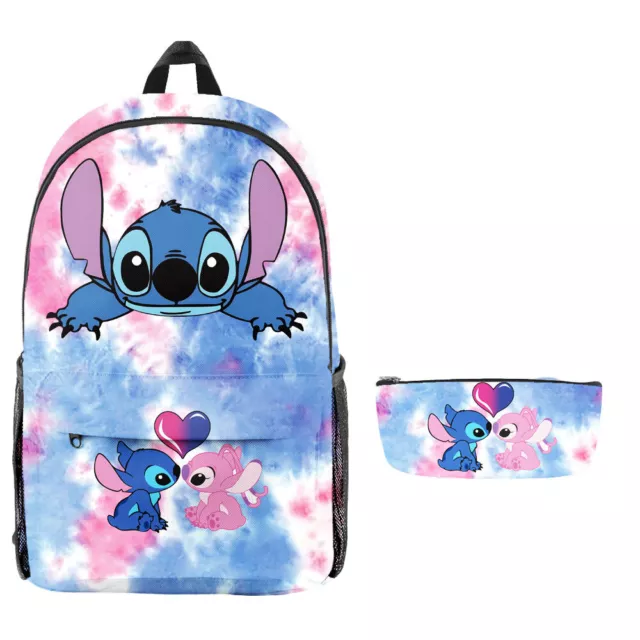 Boys Girls School Bag Lilo and Stitch Backpack Kids Travel Rucksack Pencil Case