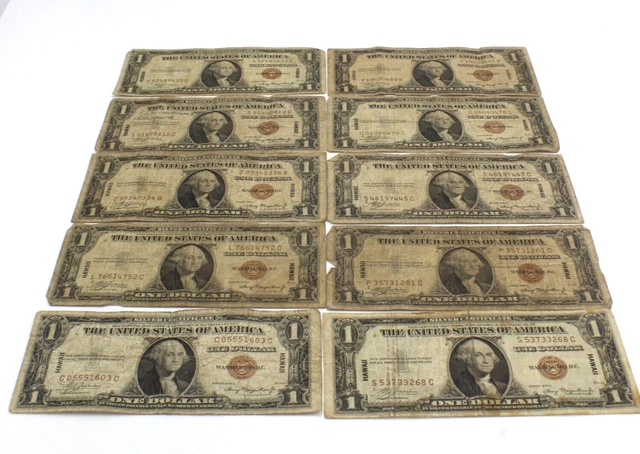 1935 US $1 Silver Certificates Hawaii Overprint Notes Lot of 10 NR #C220-10