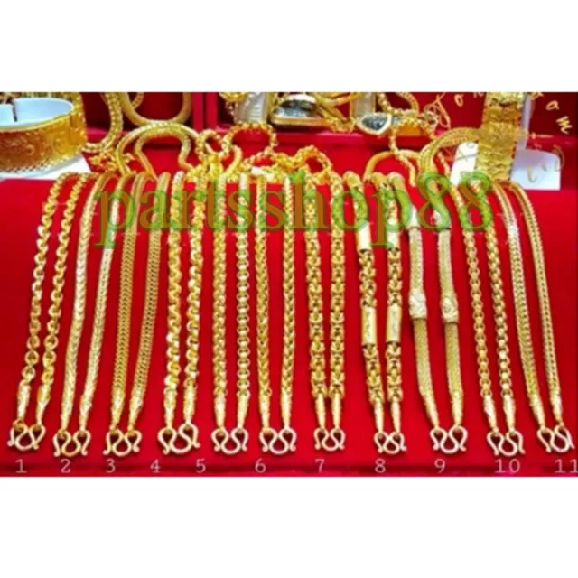 Thai Gold 24k Solid Necklace Yellow Chain Pendant Weight 3 Baht Jewelry 24 in