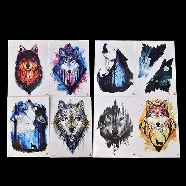 1pc 21*14.8cm wolf temporary tattoo stickers waterproof body art animal tatto C!