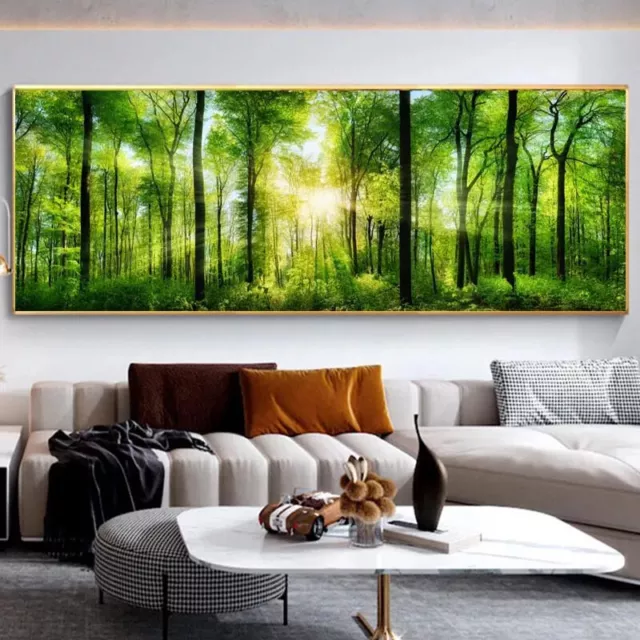 Landscape Green Forest Tree Canvas Painting Sunlight Posters and Prints Wall Art