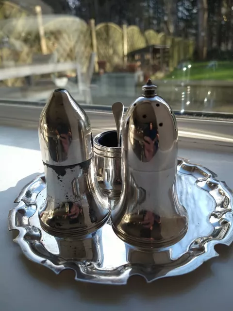 Elkington & Co 1920s Silver Plated Cruet Set Made In England