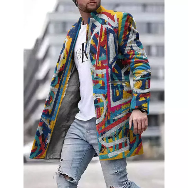 Men's Outwear Long Sleeve Jacket Mens Winter Warm Slim Fit Plaid Trench Coat