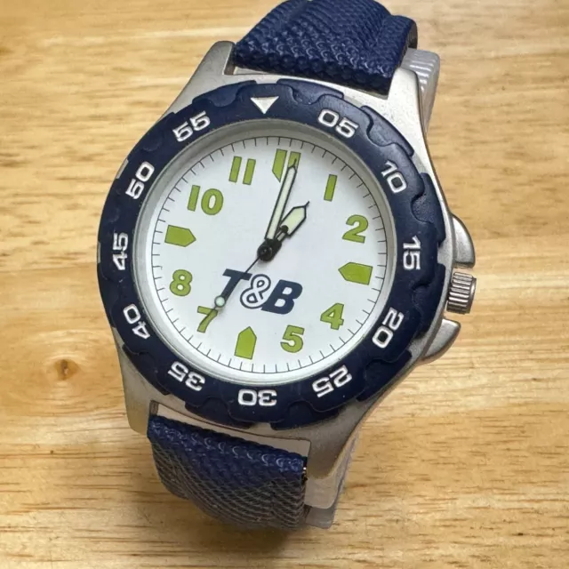Sweda Quartz Watch T&B Men Silver Blue Rotating Bezel Japan Movt New Battery