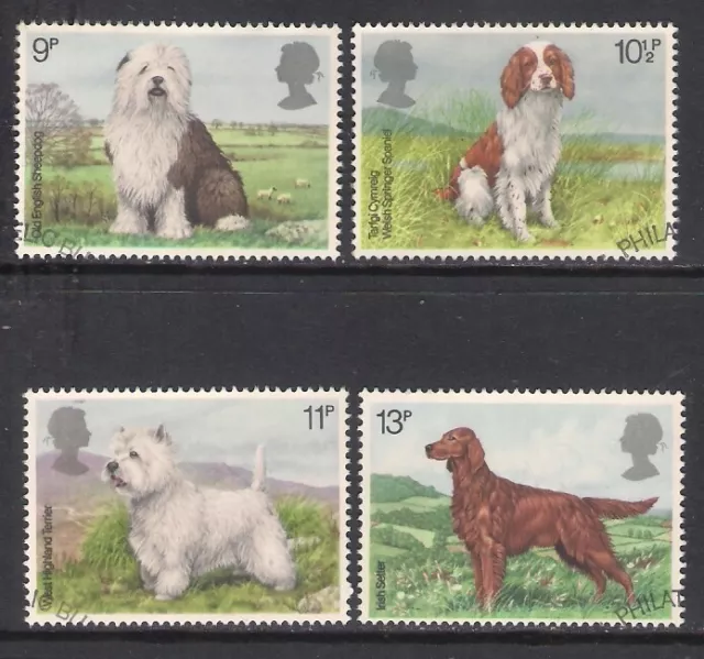 GB 1979 sg1075-78 Dogs Sheepdog Spaniel Terrier Setter Set Fine Used