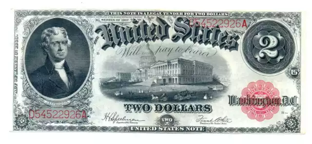 USA United States Legal Tender Note Large Size $2 Dollars 1917 XF Pick #188