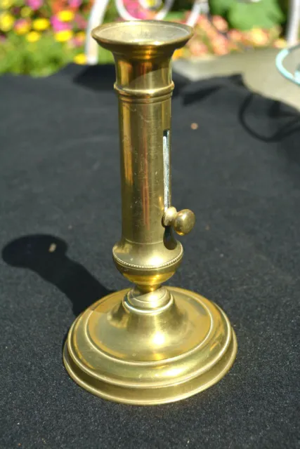 Exceptional French Side Slide Brass Candlestick Early 19th C.