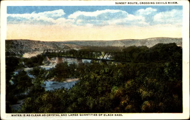 Sunset Route crossing Devils River ~Texas TX ~ 1920s ~ Southern Pacific Railroad