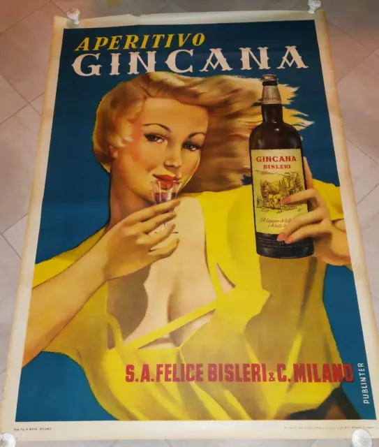 affiche publicitaire ancienne "GINCANA" originale 1950 - TTB -