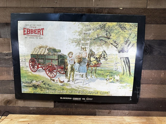Ebbert Hickman Wagons 1906 Original Tin Litho Sign Owensboro KY