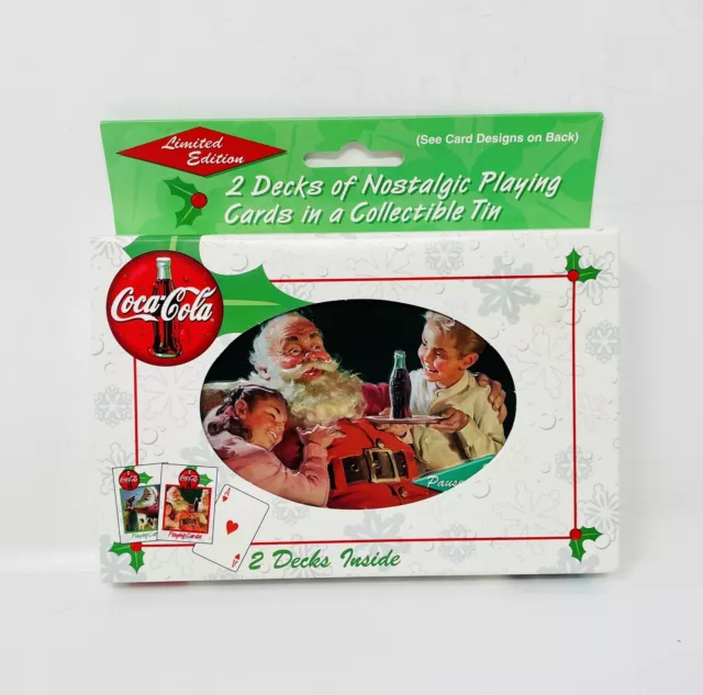 1999 COCA-COLA 2 Decks Nostalgia Playing Cards In a Collectible Tin LE SEALED