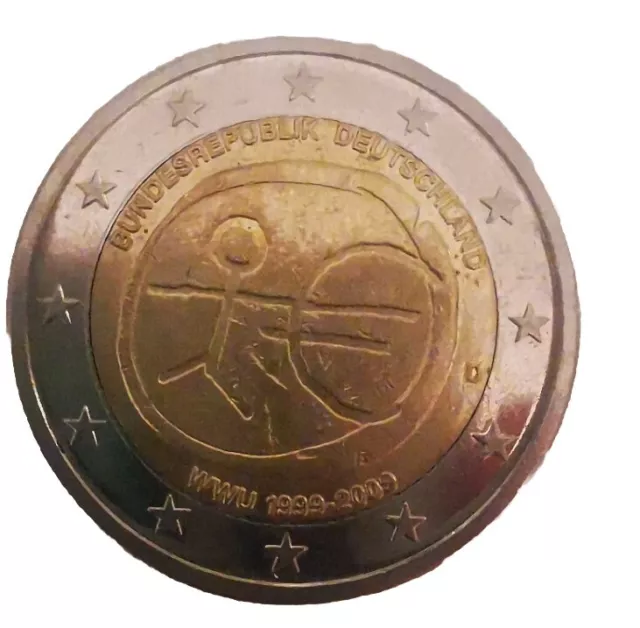 2 Euro Münze mit Strichmännchen WWU 1999 2009 - Deutschland Fehlprägung