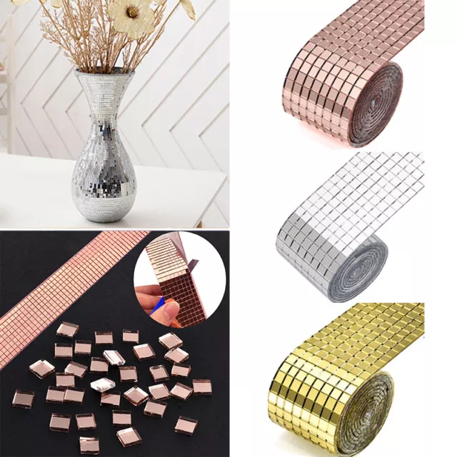 10 Rollen Glas Spiegel Mosaik Fliesen Selbstklebend Wand Dekor Aufkleber Sticke↑