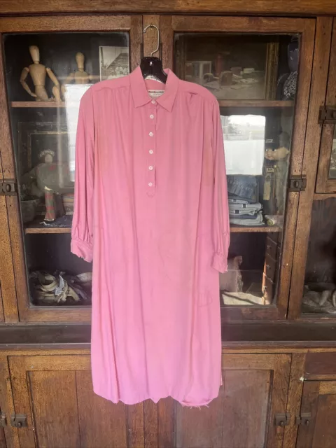 Vintage Saint Laurent Rive Gauche Pink Shirt Dress Paris France Designer