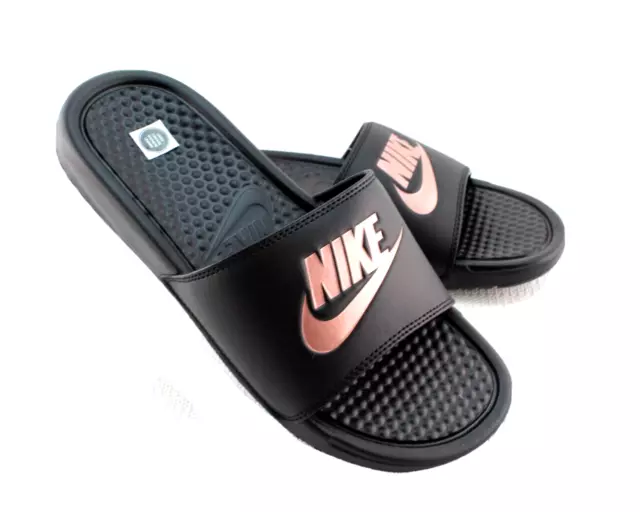 New NIKE Benassi JDI Black / Rose Gold Size 7 Women’s Comfort Slide Sandals
