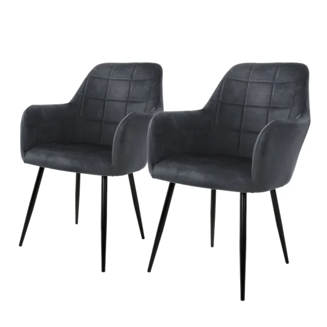 Chaise salle à manger tendance rétro moderne fauteuil velours pieds métalliques