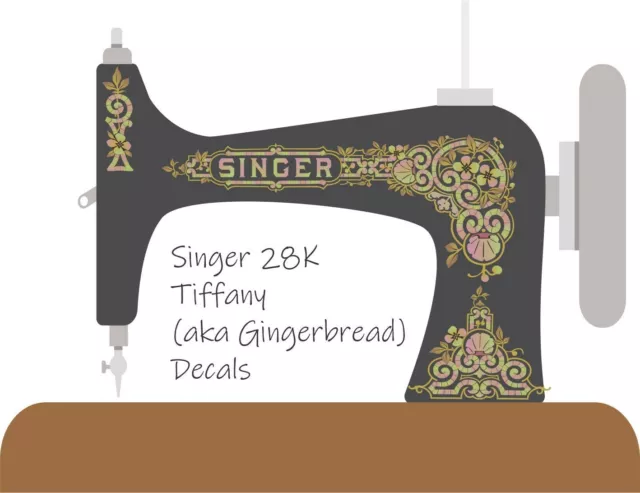Singer 28K or 128 'Tiffany' or 'Gingerbread' Sewing Machine Waterslide Decals