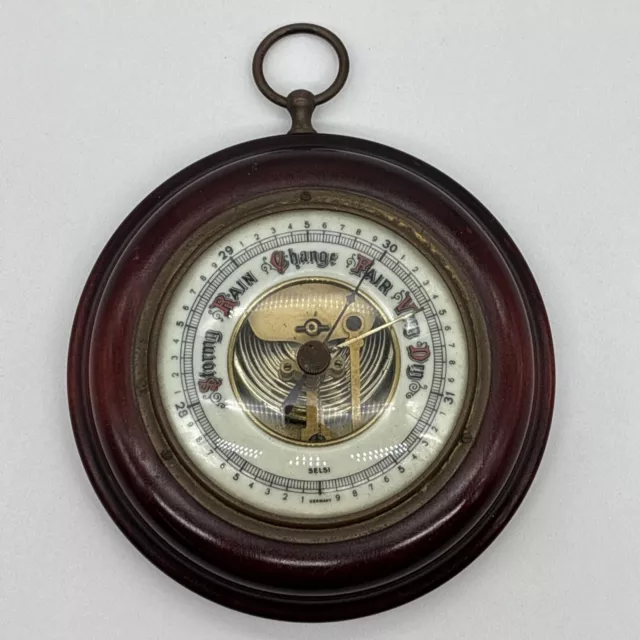 Vintage Selsi Barometer Made In Germany Wood Frame