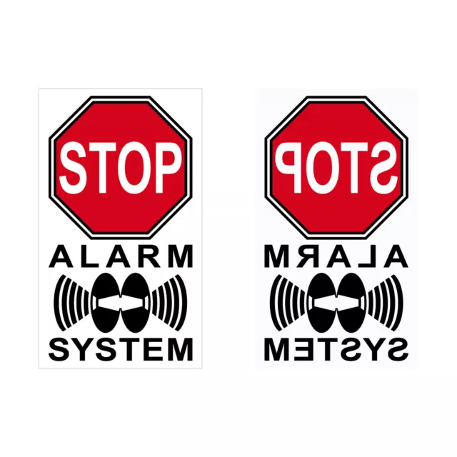 Alarm System 4cm rot Aufkleber Sticker Scheibe Innen geklebt beide Seiten lesbar