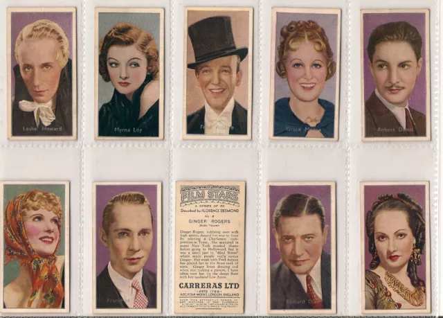 Carreras, FILM STARS by DESMOND, Full Set 50/50 Cards, VG/EX, 1936