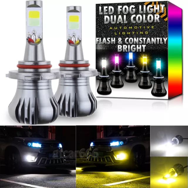 9005 9145 H10 Upgrade LED Fog Light Bulb Dual Color w/ Flash Mode White + Yellow