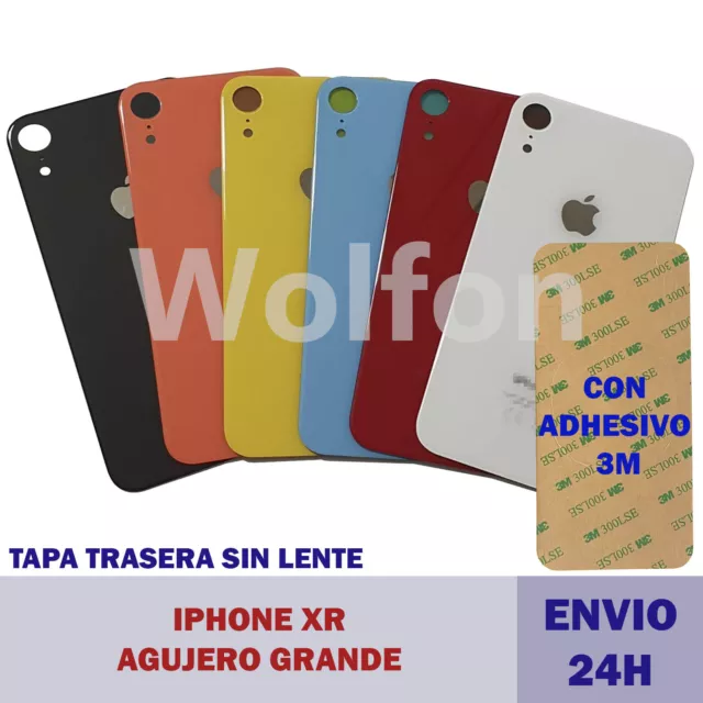 Tapa trasera cristal IPHONE XR Agujero Grande CON ADHESIVO 3M envio 24 horas