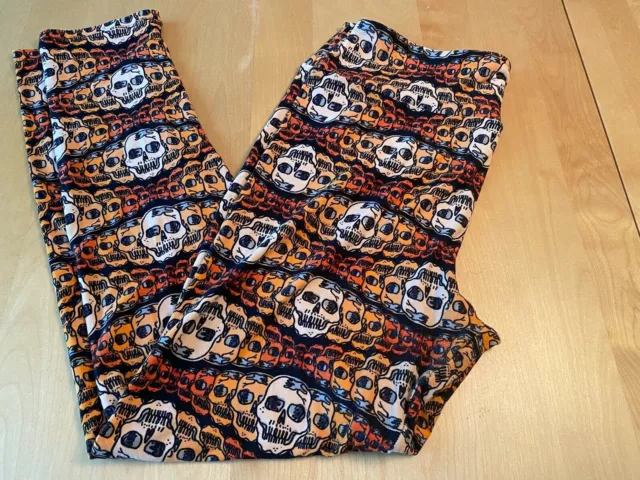 Lularoe All Over Skeleton  Halloween  Print Tall Curvy Leggings Os