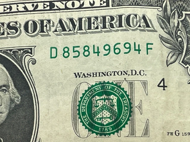 Jet Black Ink Well Contamination Error One Dollar Bill 2013 Federal Reserve Note 2