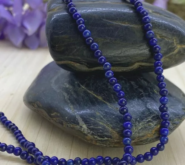 Collier en Perles Naturelles pierres Lapis Lazuli  -  Lithothérapie - Ras de cou
