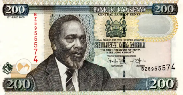 Kenya 200 Shillings 2009 UNC Banknote P-49d Prefix BZ Paper Money