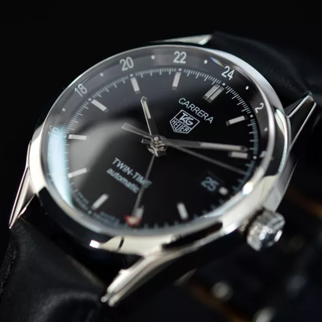 TAG Heuer Carrera TWIN-TIME Black Dial Automatic Date Calibre 7 Watch