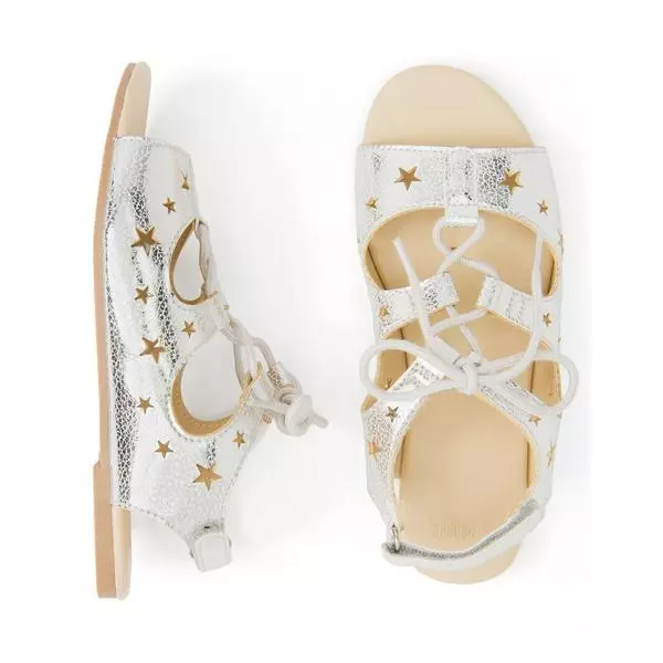 NWT Gymboree Silver Star Lace Up Sandals Shoes Toddler and Kids Girl Sizes