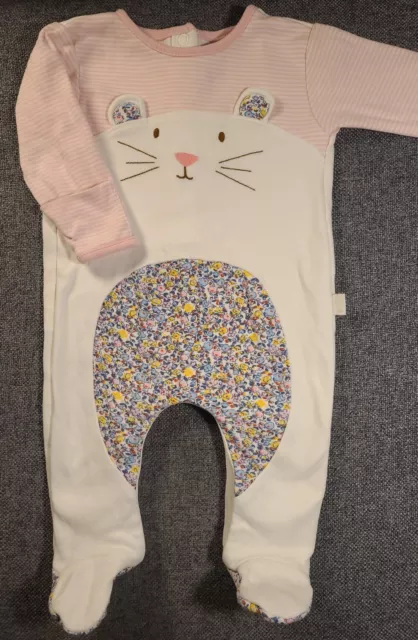 Jojo Maman Bebe Baby Girl bunny sleepsuit 3-6 Months floral babygrow (660)