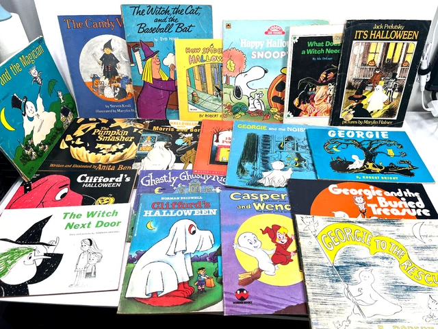 Lot (19) vtg 60s 70s 80s Halloween softcover books Casper Clifford ghost snoopy