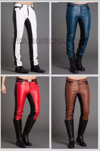 Men's Real Leather Sleek Biker Jeans premium cow leather pants for men