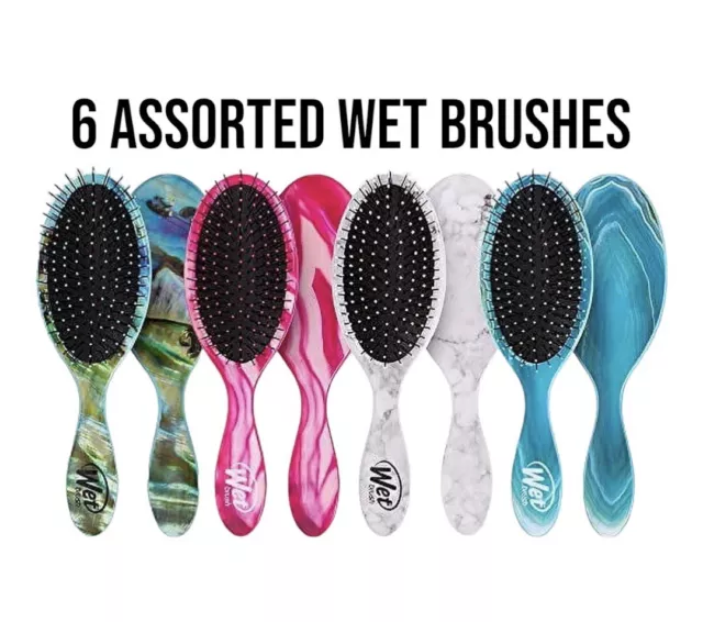 Wet Brush 6 Pieces ASSORTED Colors, Patterns, Prints  & Sizes - Bulk (No Boxes)