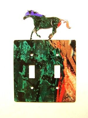 Horse Running Double Light Switch Cover Plate by Steel Images USA 030315TT 2