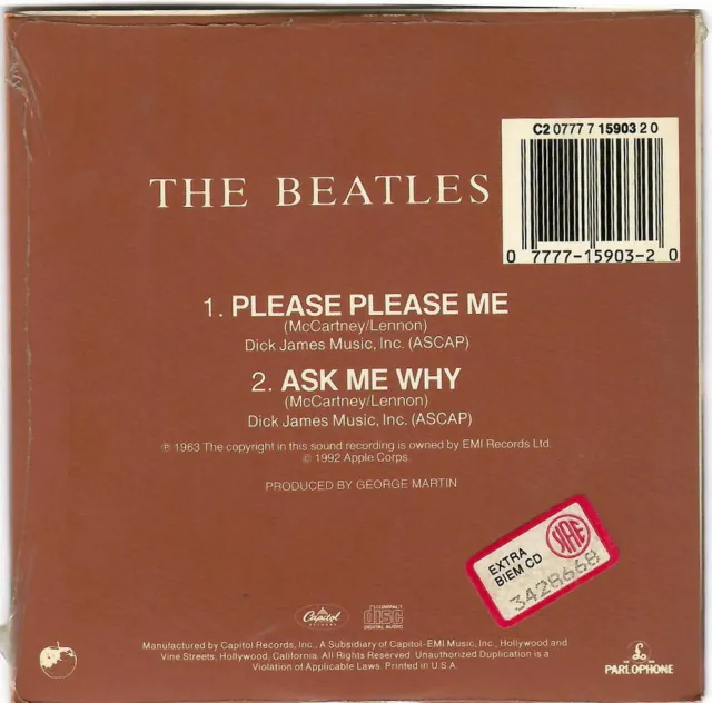 The BEATLES - PLEASE PLEASE ME / ASK ME WHY - CD Single - Vinyl Replica 2