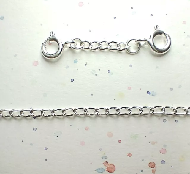 Sterling Silver Safety Chain or Extender Curb Link 2 Bolt Ring Clasp 1" 2" or 3" 2