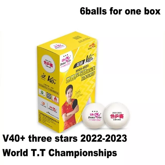 Double fish 3 stars V40+ ITTF official competition table tennis balls pack of 6