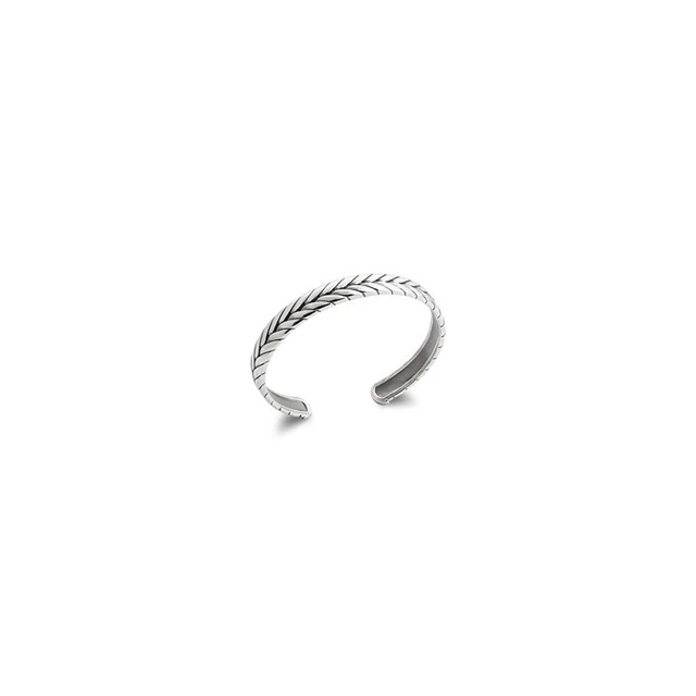 Bracelet Homme En Argent 925 - Motif Tribal Tressé - Style Vieilli Et Brut