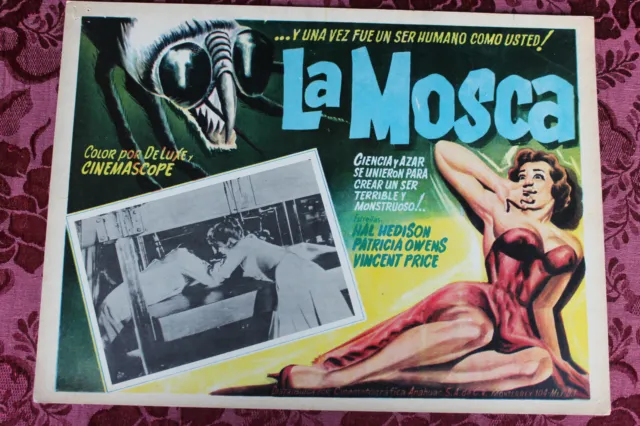 THE FLY 1958  Vincent Price HORROR SCI-FI orig MEXICAN LOBBY CARD RARE