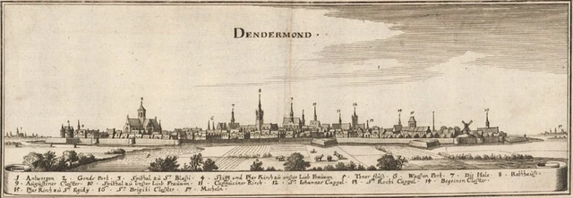 Belgien  Dendermonde zwischen Antwerpen und Mecheln   Ansicht  Kupferstich  1650